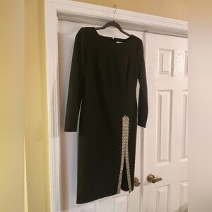 Calvin Klein black dress with sequin slit